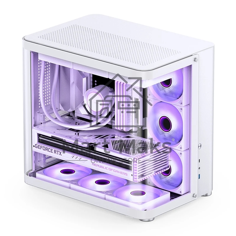 Компьютерный корпус без блока питания JONSBO TK-2, Midi-Tower, TG, no fans, 1xUSB-A 3.2 + 1xUSB-C 3.2, ATX, mATX, mITX White