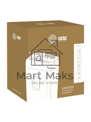 Шредер Cactus CS-SH-8-13-5X18 (секр.P-4)/фрагменты/8лист./13лтр./скрепки/скобы/пл.карты