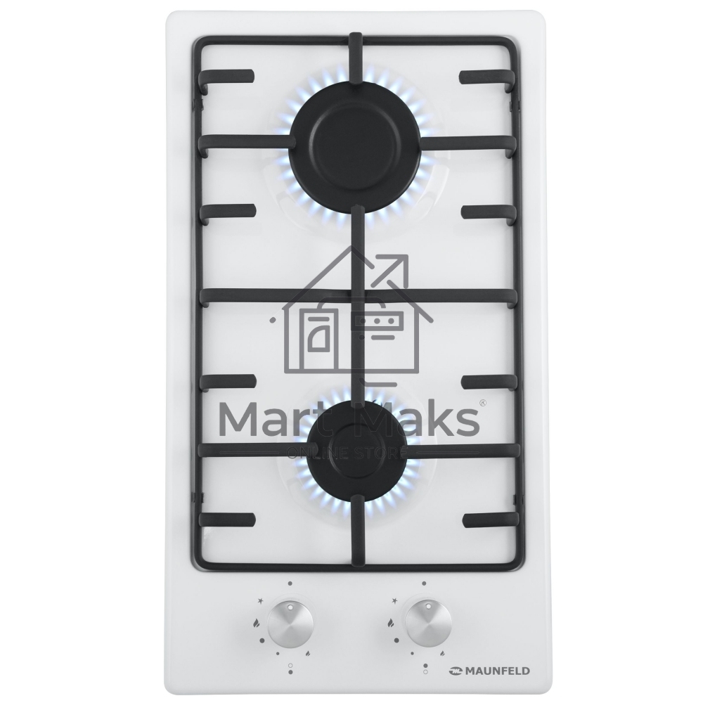 Газовая варочная панель Maunfeld EGHE.32.3EW/G Домино, • Тип: газовая 30см • Тип установки: независимая • Управление: фронтальное, переключатели поворотные • Нагревательный элемент: конфорка, 2шт • Мощность конфорок, Вт: 2600, 1700 • Материал исполнения: 