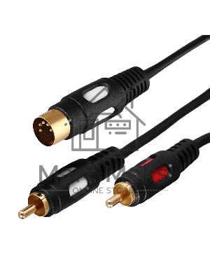 Шнур Rexant DIN 5 Pin - 2 RCA, длина 1,5 метра (GOLD)