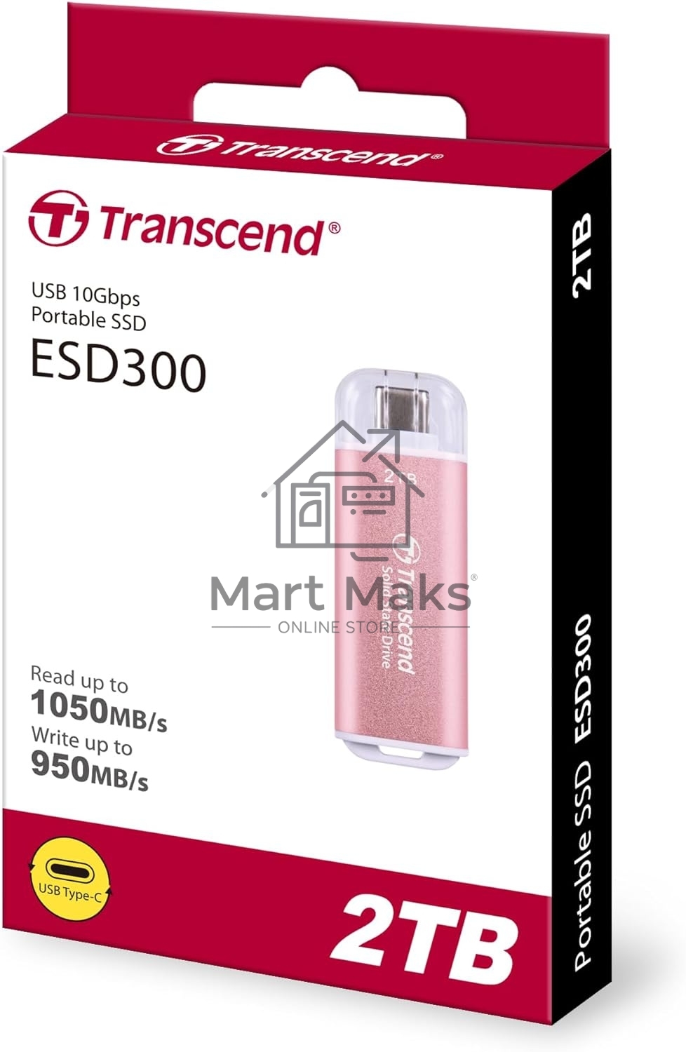 Внешний накопитель SSD Transcend USB-C 2TB TS2TESD300P ESD300 розовый