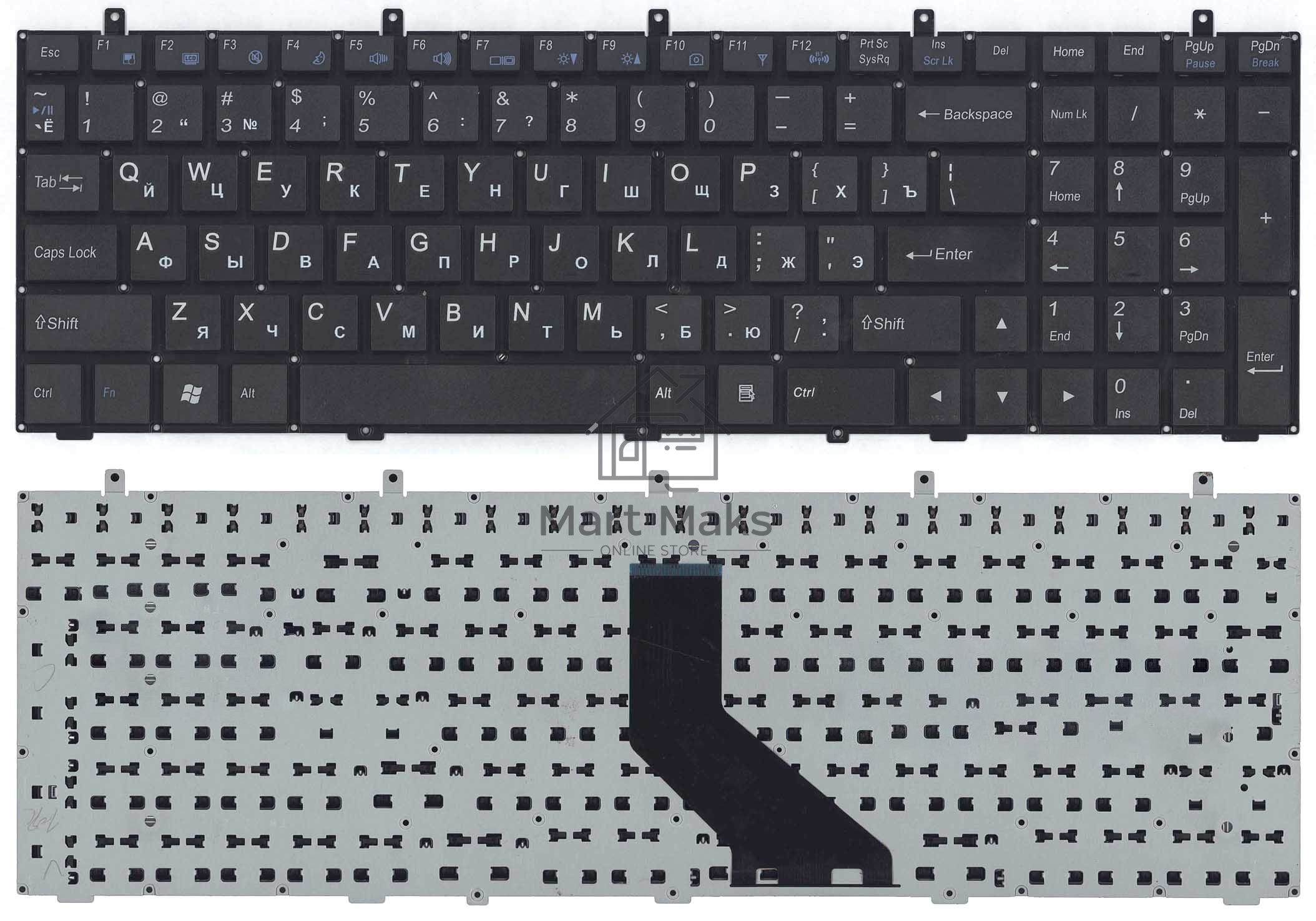 Клавиатура для ноутбука DNS 0170720 Clevo W350 w370 черная (плоский ENTER)