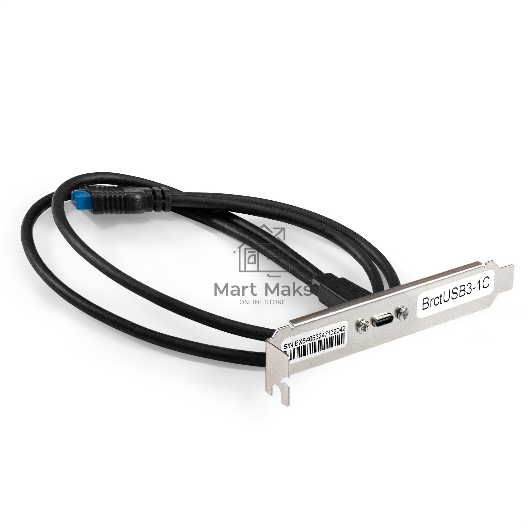 Планка портов в корпус Type-C ExeGate BrctUSB3-1C (USB 3.2 Gen1 20pin (IDC 20pin F) --> USB 3.2 Gen1 Type-Cf, кабель 30см)