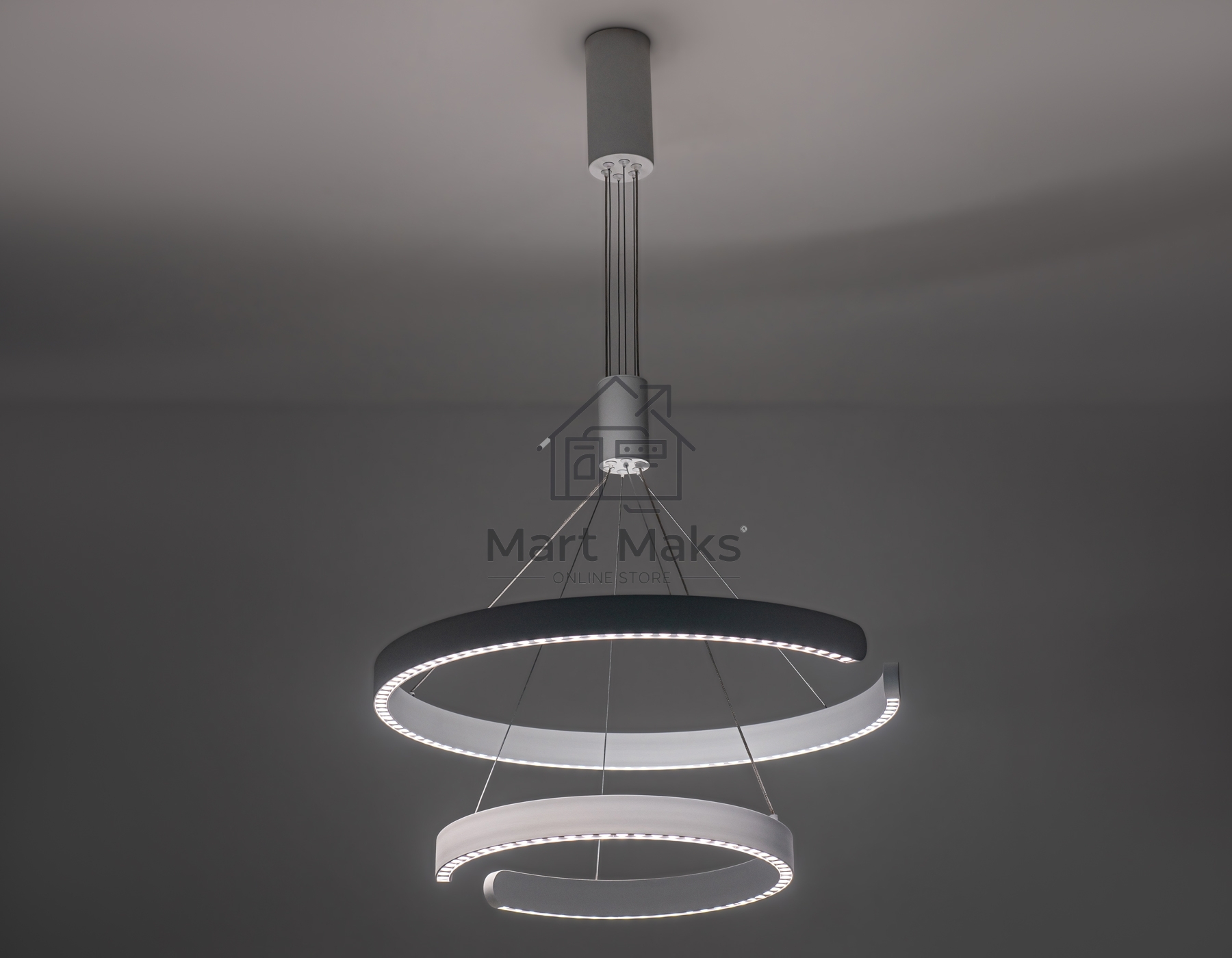 Подвесной светодиодный светильник Ambrella light FL5884/2 WH белый 45W 3000K/4200K/6400K D600/400*1200 (без ПДУ)