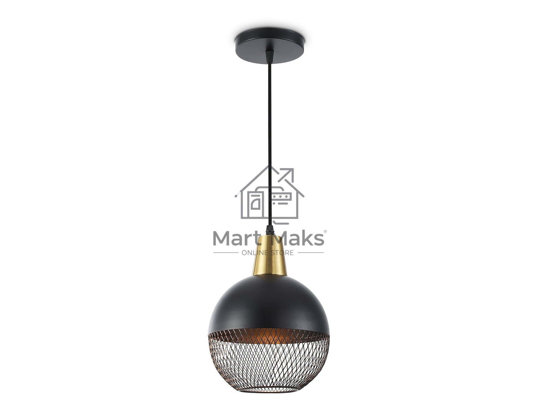 Светильник Ambrella light TR8504 BK/CP черный/медь E27 max 60W D200*1000