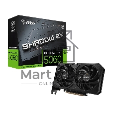 Видеокарта MSI RTX 5060 8G SHADOW 2X OC MAX, NVIDIA RTX 5060, 8Gb, GDDR7, 128 bit, PCI-E 5.0, HDMIx1, DPx3, HDCP, 2535 MHz