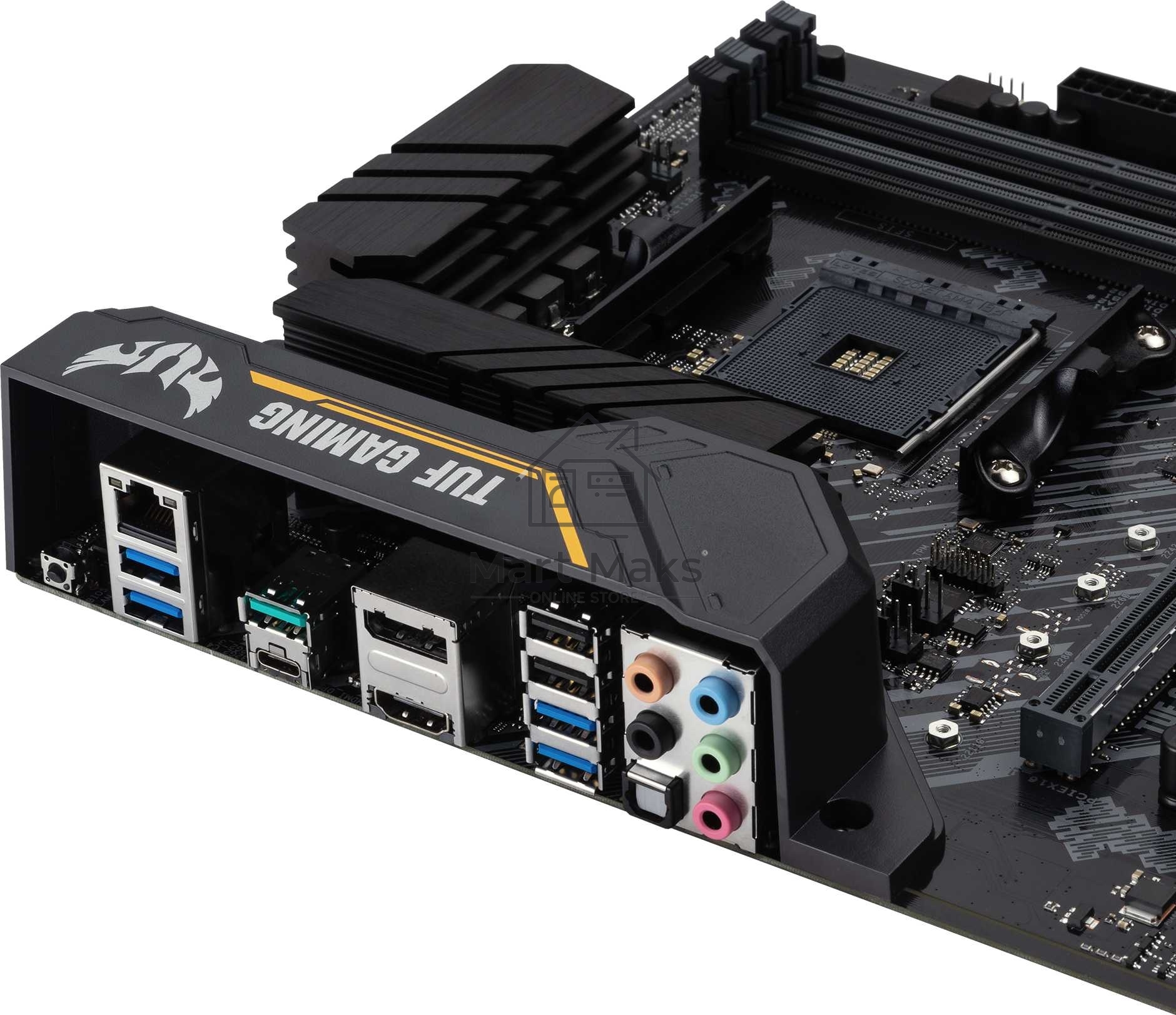 Материнская плата ASUS TUF GAMING B450-PLUS II, AM4, AMD B450, 4xDDR4, 6xSATA, 2xM.2, 1xPCI-E 3.0 x16, 1xPCI-E 2.0 x16, 3xPCI-E x1, 1xHDMI, 1xDP, 1x 1Gb LAN, 4xUSB 3.2 Gen 1, 1xUSB 3.2 Gen 2, 1xUSB-C 3.2 Gen 2, 5x3.5 мм, 7.1, ATX