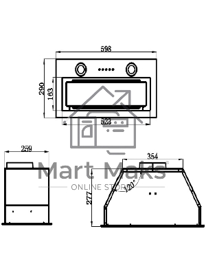 Вытяжка встраиваемая Maunfeld Trapeze 602M нержавеющая сталь, 60 см, 1150 куб. м/ч, 54 дБ