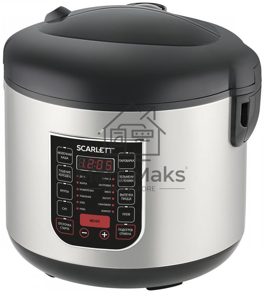 Мультиварка SCARLETT SC-MC410S27, 900 Вт, 5 л, 22 программы, серебро/черная