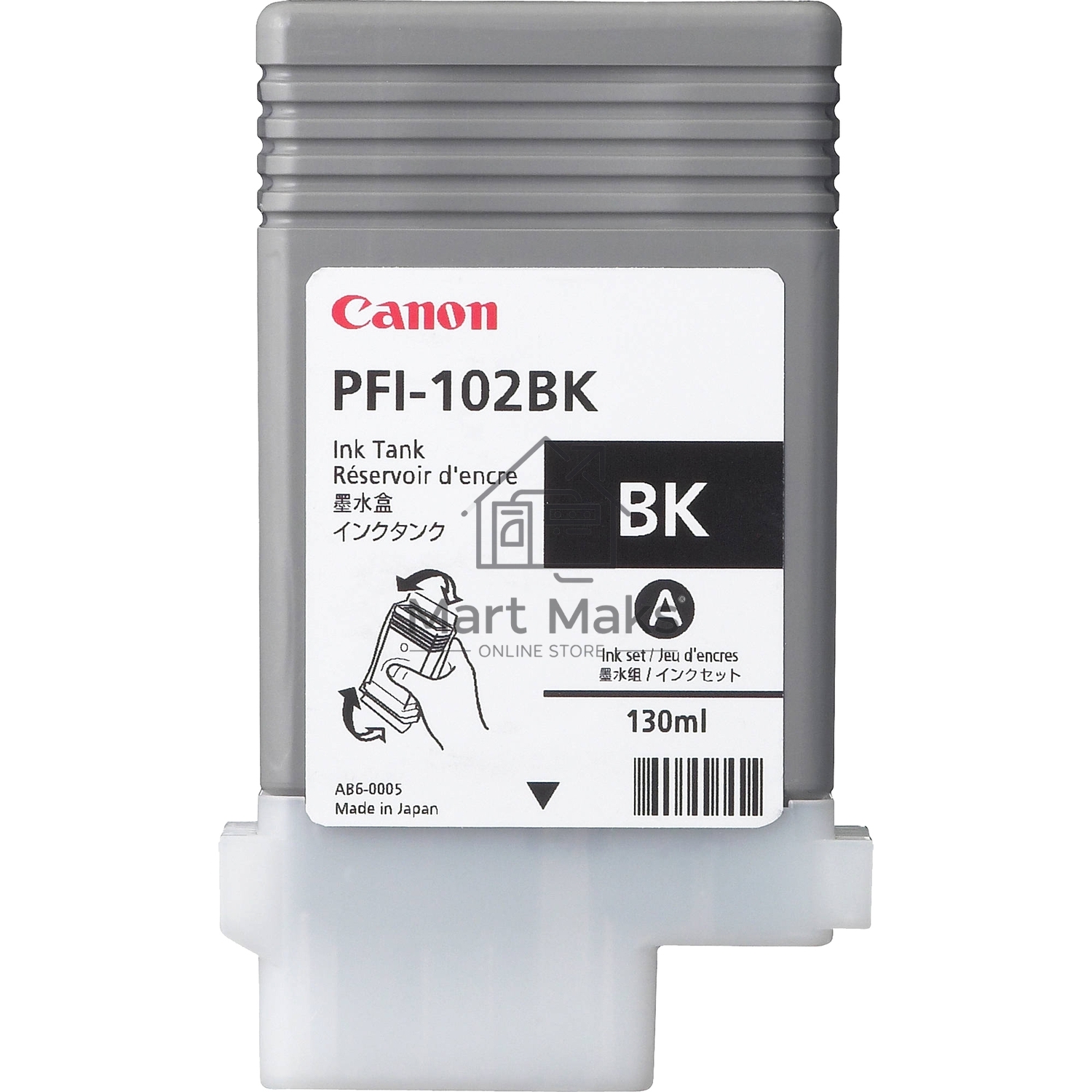 Картридж струйный Canon PFI-102Bk (0895B001) черный (130 мл.) для Canon iPF605, iPF610, iPF650, iPF655, iPF710, iPF750, iPF755, LP17, iPF510