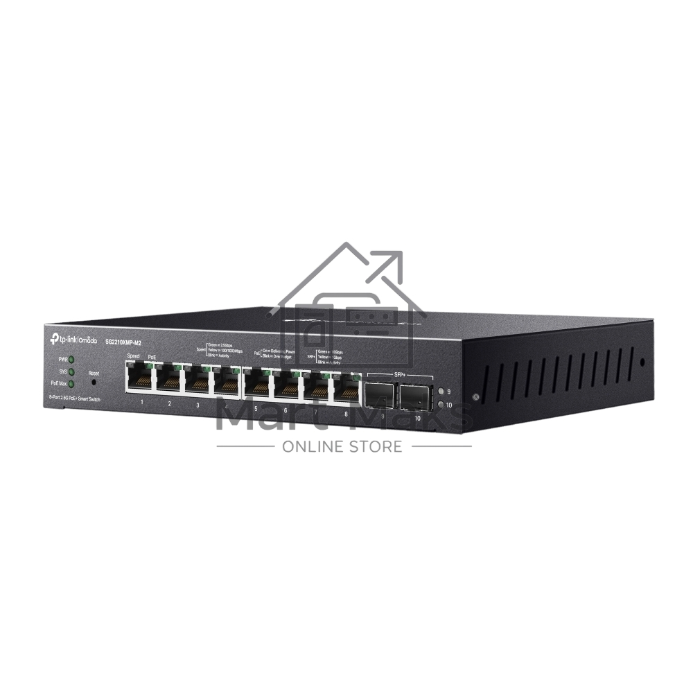 Коммутатор TP-Link SG2210XMP-M2, Smart линейки Omada с 8 портами PoE+ 2,5 Гбит/с и 2 портами SFP+