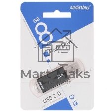 Флешка USB Smartbuy V-Cut Black (SB8GBVC-K), 8Gb, USB 2.0, R/W 20/10, черный