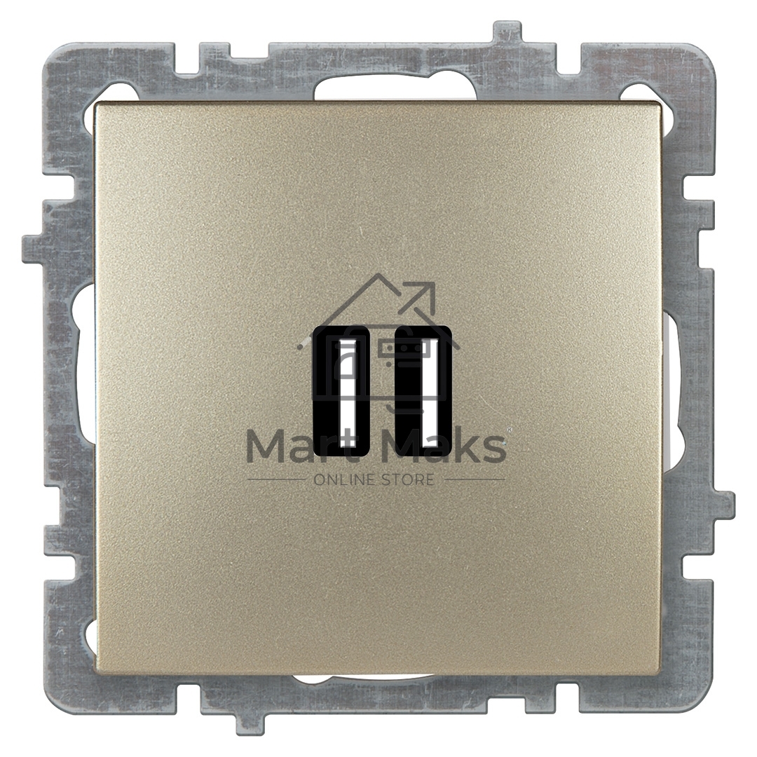 Nilson Механизм розетки USB (зарядка 2,1А, 2 порта), ТУРАН-АЛЕГРА-ТОР, metallic, золото (24150481)