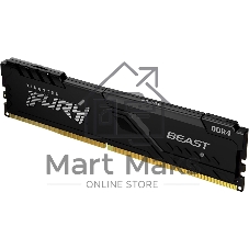 Оперативная память Kingston Fury Beast Black, DDR4, 8GB (1x8GB), 3200MHz, CL16, с радиатором, черный