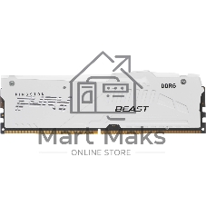 Оперативная память Kingston Fury Beast, DDR5, 32Gb (1x32Gb), 6000MHz, CL36, DIMM, радиатор, RGb, белый