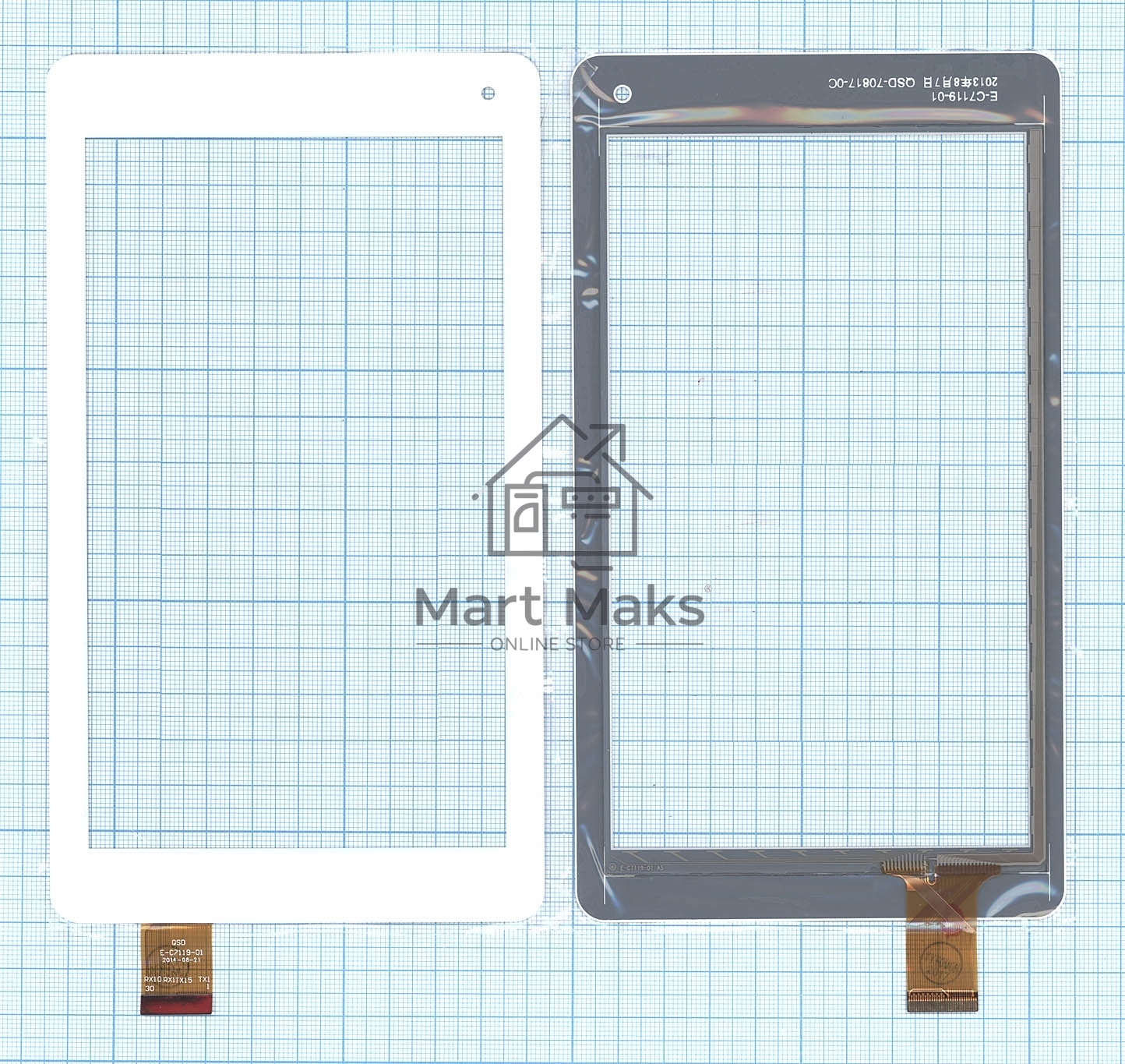 Сенсорное стекло (тачскрин) QSD E-C7119-01, белое