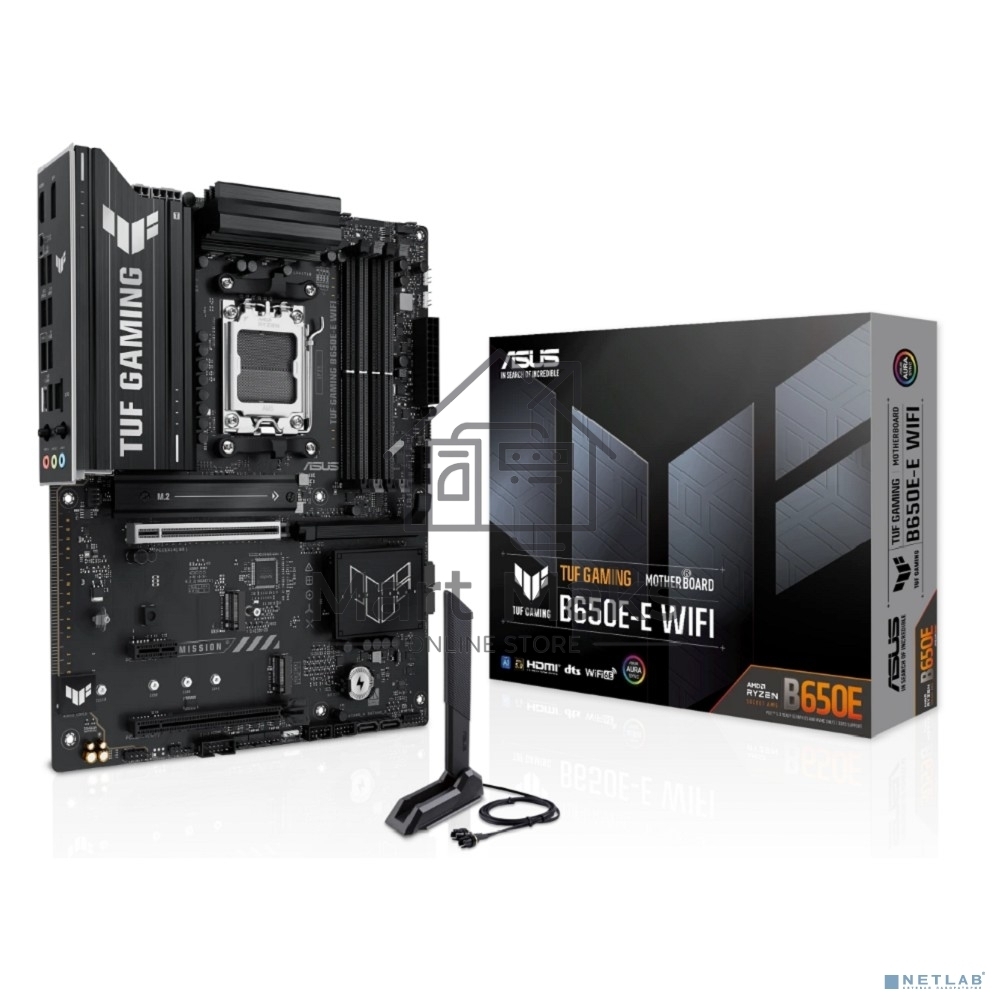 Материнская плата ASUS TUF GAMING B650-E WIFI, AM5, AMD B650, 4xDDR5, 4xSATA, 3xM.2, 1xPCIe 4.0 x16, 1xPCIe 4.0 x16, 1xPCIe x1, 1xDP, 1xHDMI, 1x2.5Gb LAN, Wi-Fi 6E, Bluetooth 5.3, 2xUSB-C (1x10Gbps, 1x20Gbps), 3xUSB-A 5Gbps, 2xUSB-A 10Gbps, 3xUSB-A 2.0, 5