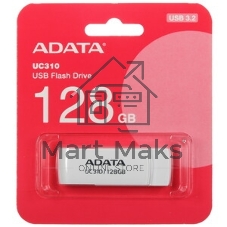 Флешка USB ADATA UC310 (UC310-128G-RWH), 128Gb, USB 3.2 Gen1, R/W 100/30, белый