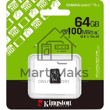 Флеш карта Kingston Canvas Select Plus microSDXC 64Gb C10 SDCS3/64GbSP