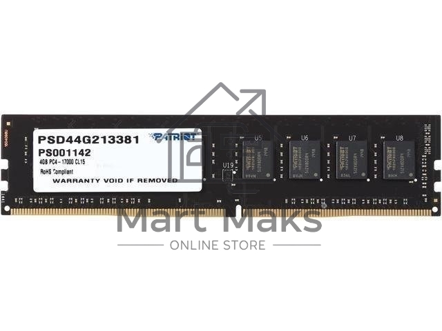 Оперативная память Patriot Signature, DDR4, 4GB (1x4 GB), 2133 MHz, CL15, DIMM