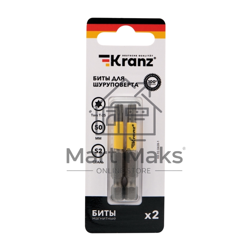 Бита для шуруповерта KRANZ Torx T25х50 мм (2 шт./уп.)