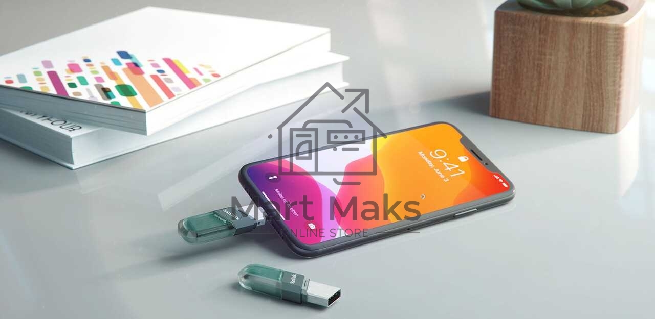 Флешка USB R/W R/W Sandisk 128Gb iXpand Flip SDIX90N-128G-GN6NE USB3.1 зеленый/серебристый