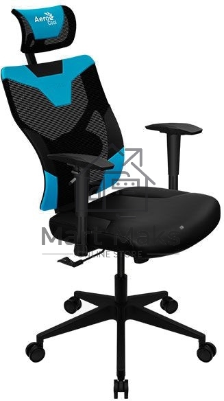 Кресло Aerocool GUARDIAN Ice Blue (<150кг, эргономичное, сетчатый материал, 2D подлокотник)