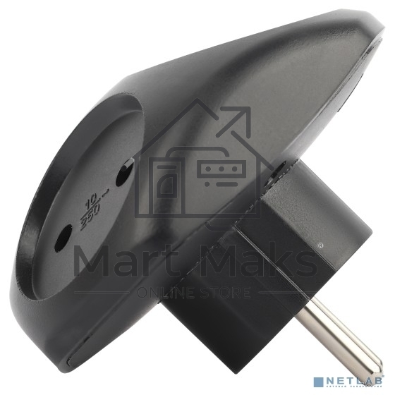 Разветвитель электрический SPx-3-B на 3 розетки без заземл. 10А черный Эра Б0059721