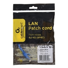 Патч-корд UTP Cablexpert PP6U-0.25M/BK cat.6, 0.25м, литой, многожильный, черный