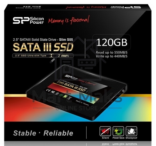 Накопитель SSD Silicon Power Slim S55, 120GB, SATA III, 2.5
