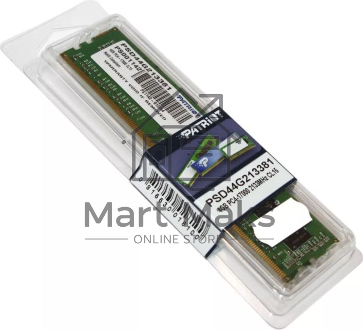 Оперативная память Patriot Signature, DDR4, 4GB (1x4 GB), 2133 MHz, CL15, DIMM