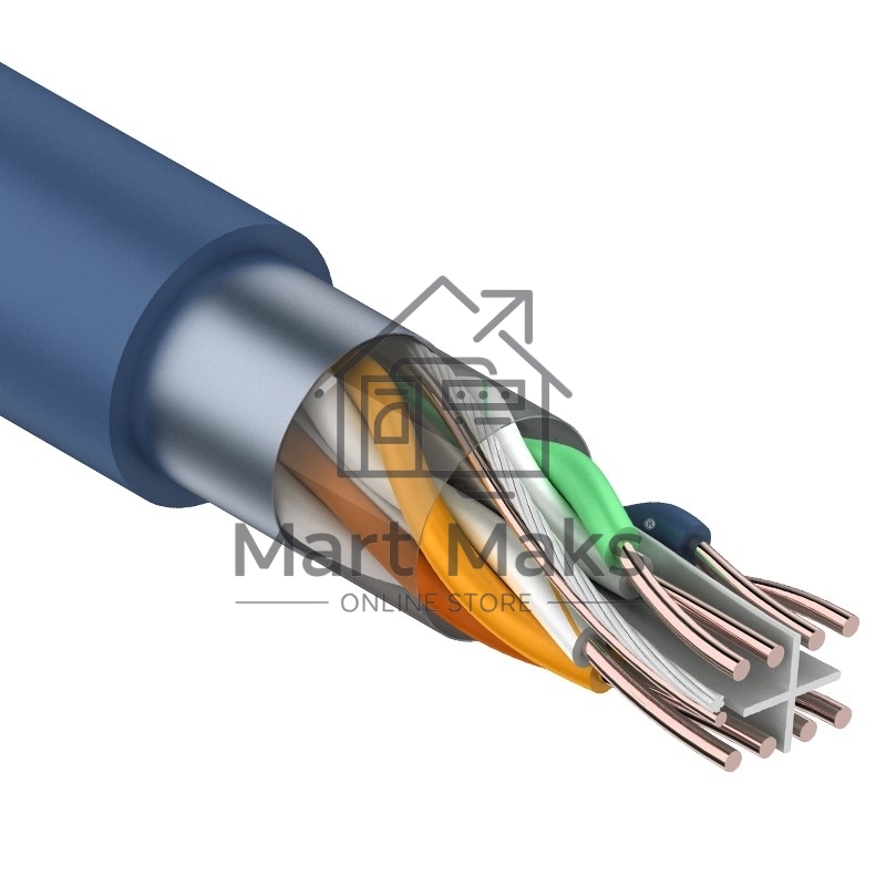 Кабель Rexant витая пара, F/UTP, категория 6, 4 x 2 x 0,57 мм, PVC, внутренний, синий, 305м