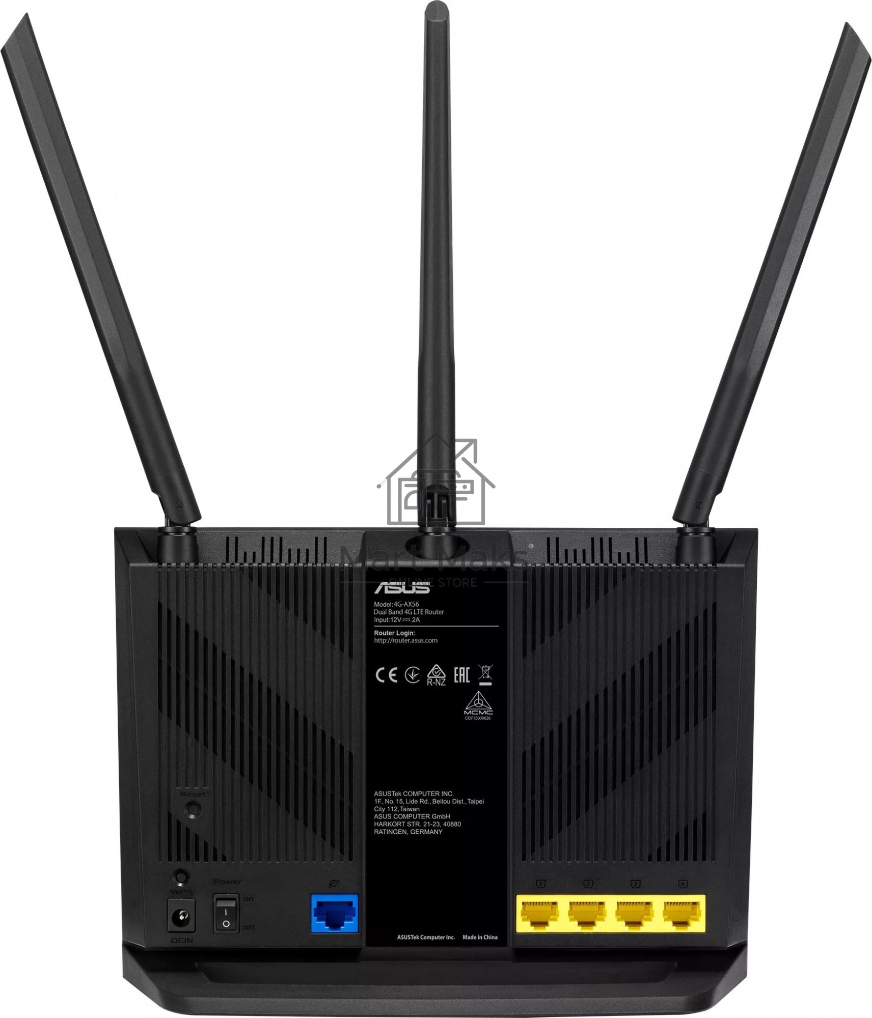 Маршрутизатор ASUS 4G-AX56 Dual-Band WiFi 6 LTE Router 574+1201Mbps EU RTL 5 (869225) (90IG06G0-MO3110)