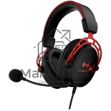 Гарнитура HyperX Cloud Alpha чёрный-красный, проводная, 2 x 3.5 мм, съёмный микрофон с шумоподавлением, регулятор громкости на кабеле