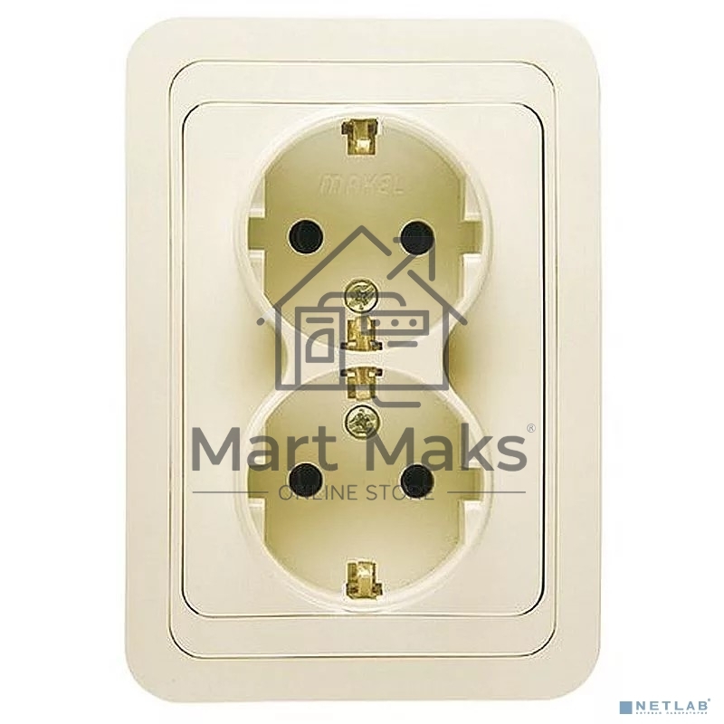 Розетка 2-м СП Mimoza 16А IP20 с заземл. крем/крем Makel 25082