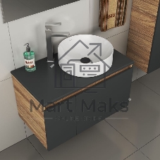 Комплект для ванной, 4 предмета (тумба Bau 80, графит + раковина BAU Dream D41 + смеситель Hotel Still, выпуск клик-клак, черный)