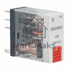 Реле миниатюрное промышленное, 2CO, ком. ток 8А, AgSnO2, напряжение 230V AC, опция: тест-кнопка+светодиод