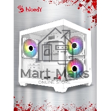 Компьютерный корпус Bloody CC-121 белый без БП mATX 7x120мм 1xUSB2.0 1xUSB3.0 audio