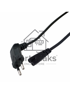 Шнур сетевой, вилка угловая - евроразъем С7, кабель 2x0,75 мм², длина 1,5 метра (PVC пакет) Rexant