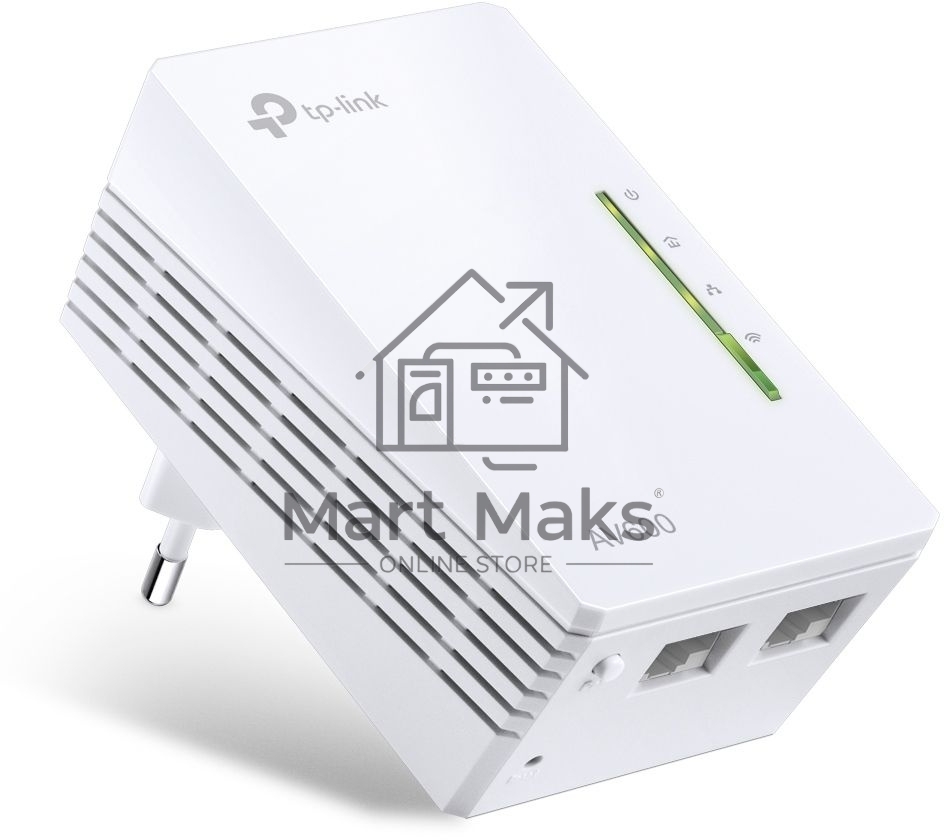 Сетевое оборудование TP-Link TL-WPA4220 300Mbps Wireless AV500 Powerline Extender, 500Mbps Powerline Datarate, 2 10/100Mbps Fast Ethernet ports, HomePlug AV, Plug and Play, WiFi Clone, Single Pack