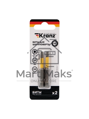 Бита для шуруповерта KRANZ Torx T20х50 мм (2 шт./уп.)