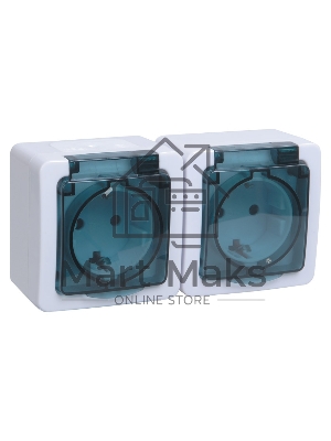 Розетка 2-м ОП Гермес Plus РСб22-3-ГПБд с защ. крышкой с заземл. IP54 (цвет крышки дымчатый) ИЭК ERMP22-K03-16-54-EC