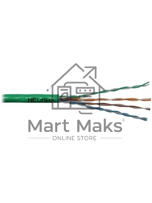 Кабель NEOMAX NM710021 U/UTP cat.5e 4x2x0.52, 24 AWG, Медь, внутренний, PVCLS нг(А)-LSLTx, 305м, зеленый