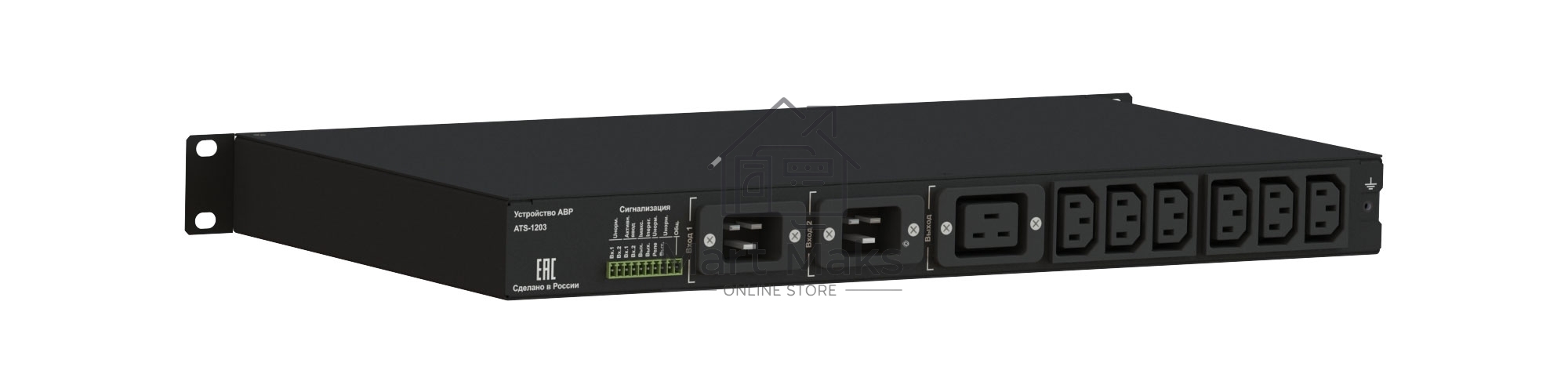 Автоматический ввод резерва Elemy ATS-1203/16/S/E/DO, 1U, 220B, 16A, Ethernet, Digital Output, in (2) C20, out (1) C19 (6) C13
