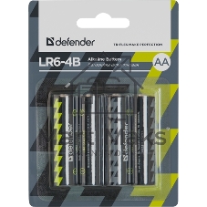 Батарейка алкалиновая Defender LR6-4S АА, шринк, 4 шт., EcoLine