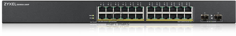 Коммутатор Smart L2 PoE+ Zyxel GS1900-24HPv2, rack 19