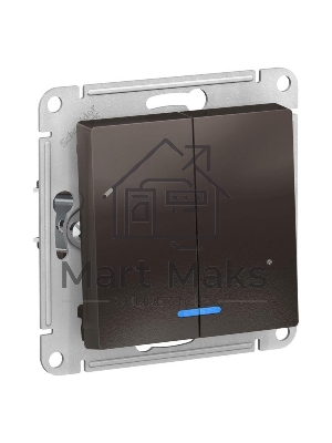 Механизм выключателя 2-кл. ATLAS DESIGN с подсветкой (сх.5а) 10АХ мокко SchE ATN000653