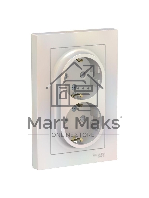 Розетка 2-м СП AtlasDesign 16А IP20 с заземл. защ. шторки в сборе жемчуж. SchE ATN000426