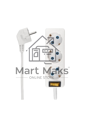 Удлинитель PROconnect 3 гнезда, 1.5 м, 3х0.75 мм², с/з, с кнопкой, белый