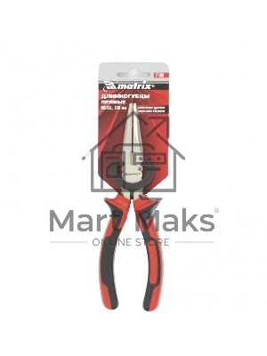 Длинногубцы Matrix NICKEL, 180 мм, прямые никелированные, двухкомпонентные рукоятки